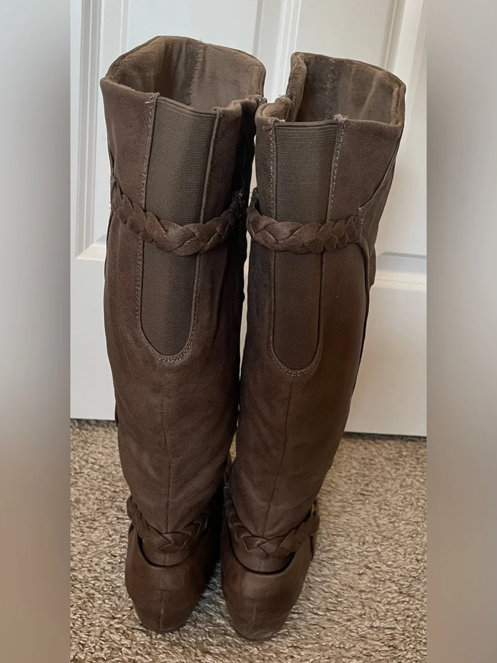 BareTraps Shania Brown Slouchy Knee High Riding Boots Size 10 Worn 1 Time